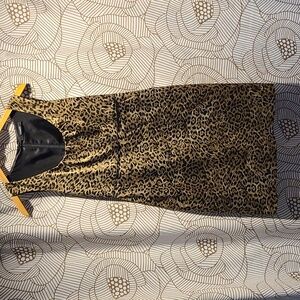 Tahari Leopard Print Satin Dress